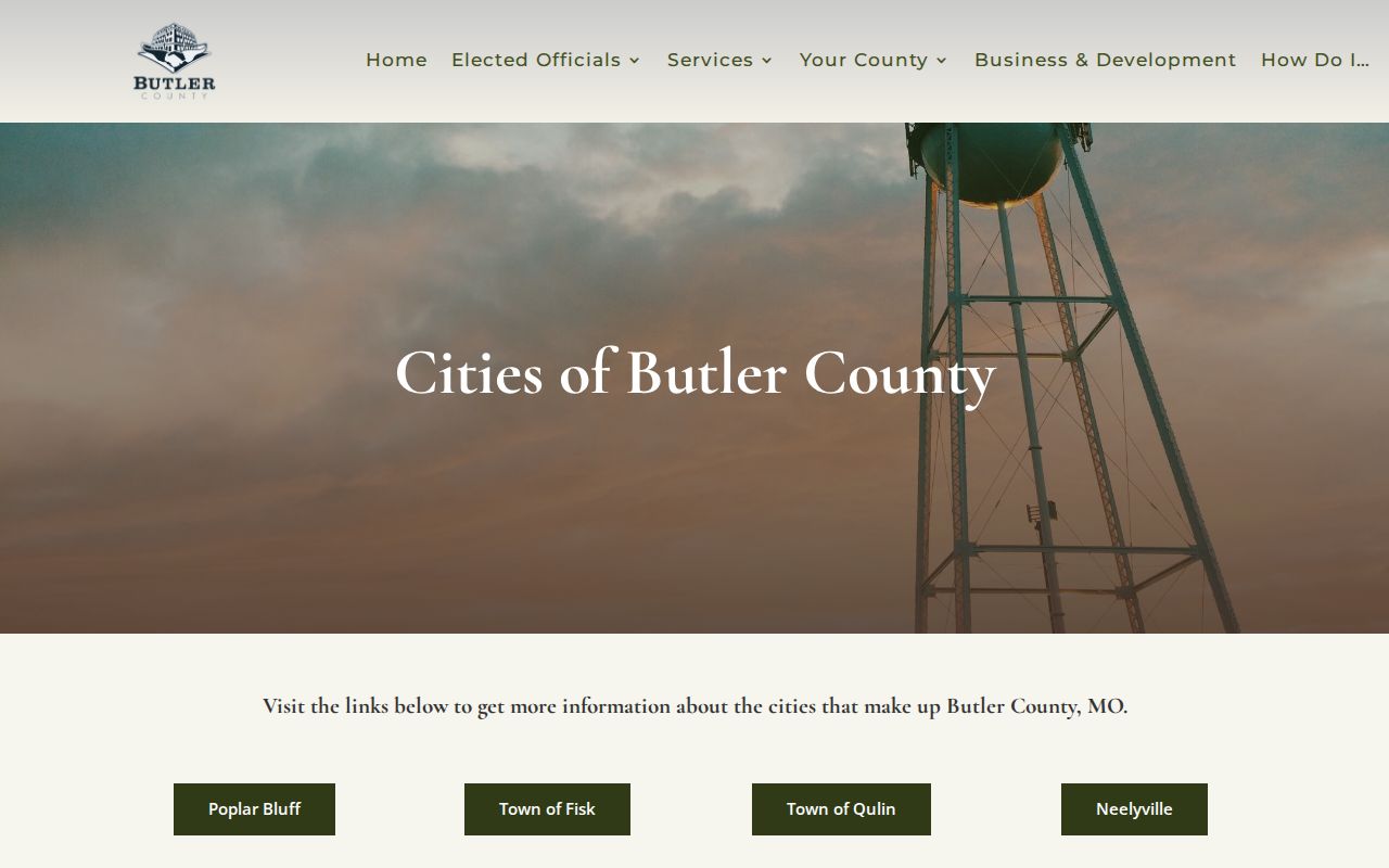 Official Butler County list of four cities