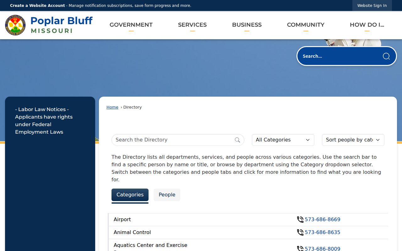 Poplar Bluff department directory