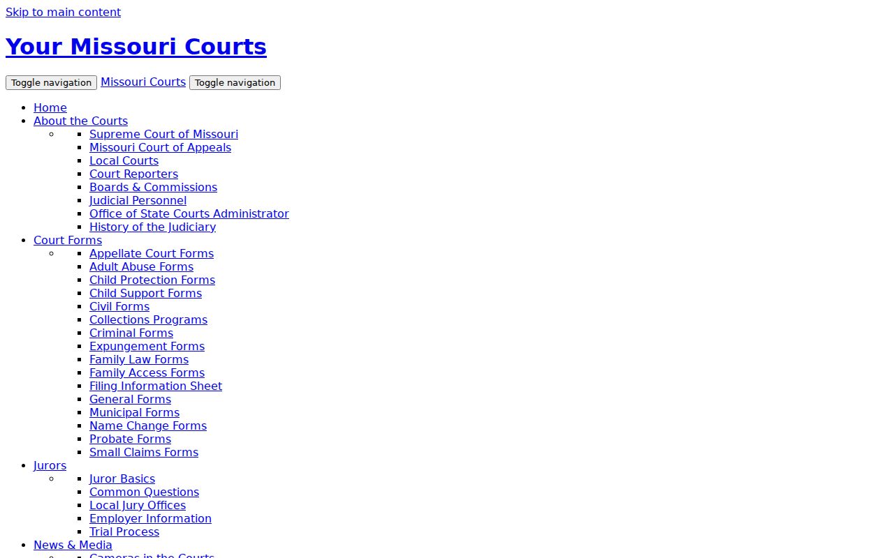Missouri Courts public search navigation