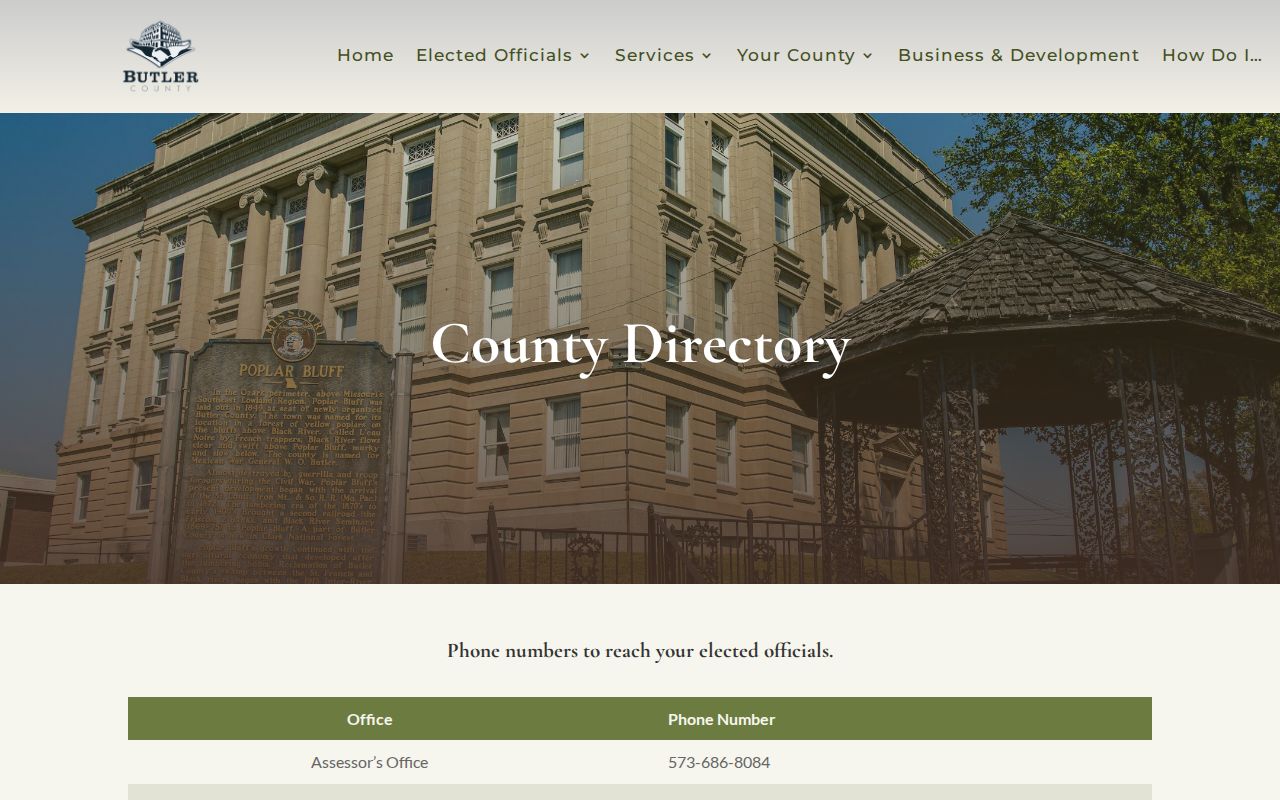 Butler County official office directory